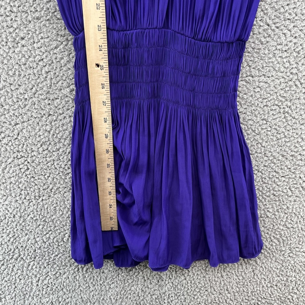 Ramy Brook Dress Womens Large Purple Pleated Halter Blouson Mini Party Cocktail - Picture 7 of 13